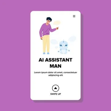 Concept ai assistant man vector イラスト素材