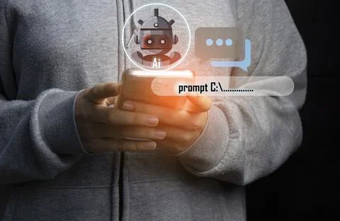 The concept is an AI chatbot or artificial intelligence that can naturally .. Stock Photos