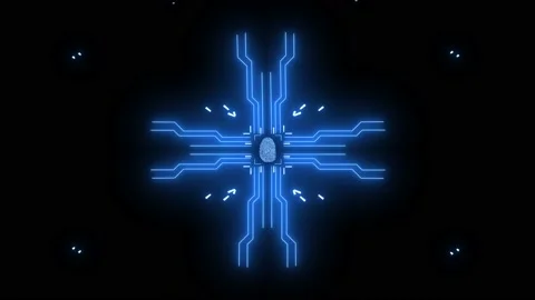 Concept AI Computer Scanning Fingerprint to Activate Digital Process. Futuristic Stock Footage 149790589