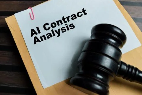 Concept of AI contract analysis write on legal document Stock Photos