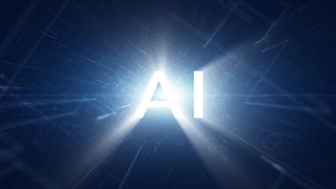 Concept AI cyberspace on dark blue loop background Vídeos de archivo 341898692