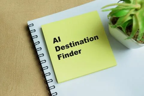 Concept of AI destination finder write on sticky notes Stockfoto's