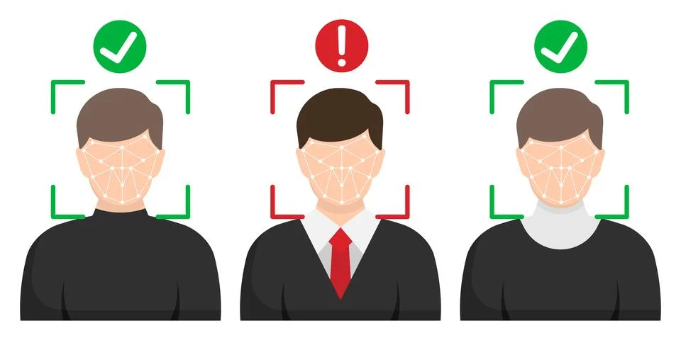 Concept of AI-driven security, identity fraud detection, and biometric 스톡 일러스트