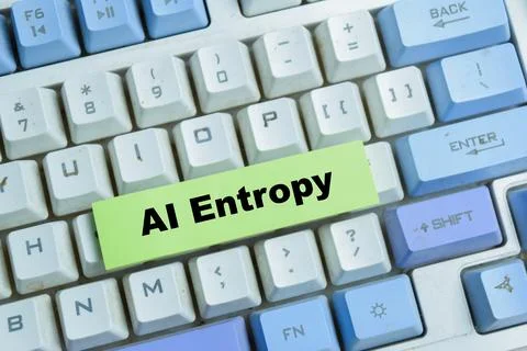 Concept of AI entropy write on sticky notes isolated on Wooden Table. Stock Photos