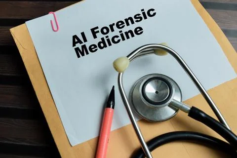 Concept of AI forensic medicine write on legal document Stock Photos