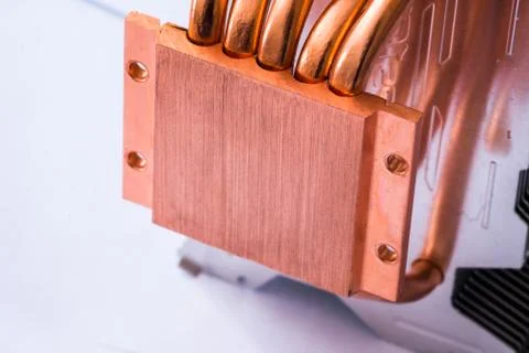 Concept of air cooling of the central processor of a computer Aluminum radiat Foto stock