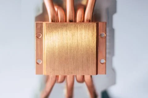 Concept of air cooling of the central processor of a computer Aluminum radiat 스톡 사진