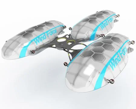 The concept of an airship for multifunctional use. Design project 3D Stock Illustration