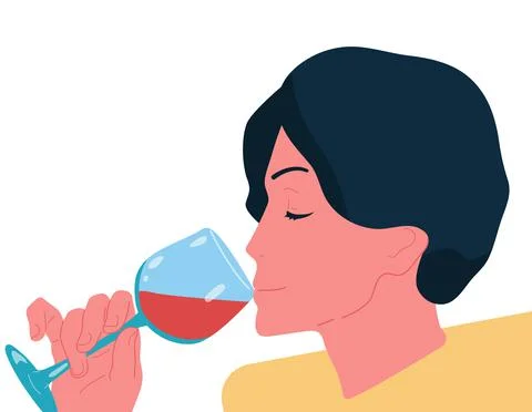 The concept of alcoholism. A young guy or girl is drinking wine, an alcoholic Stock Illustration