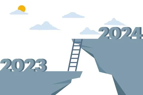 Concept of ambition to jump the gap from the old year 2023 to 2024 Stock Illustration
