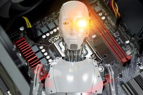 The concept and development of artificial intelligence and self-learning of.. Stock Photos