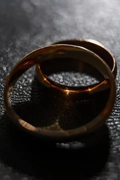 Concept and idea, pair of wedding rings, close up of two jewelry. Stock Photos