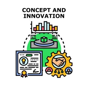 Concept and innovation process with new ideas and collaboration Stock Illustration