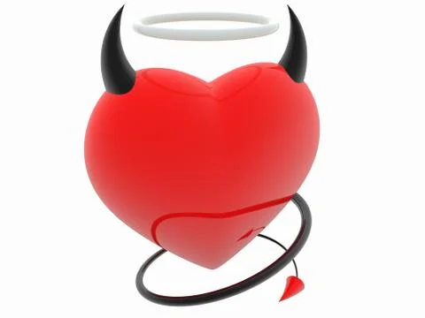 Concept of angel devil heart with tail concept Stock Illustration