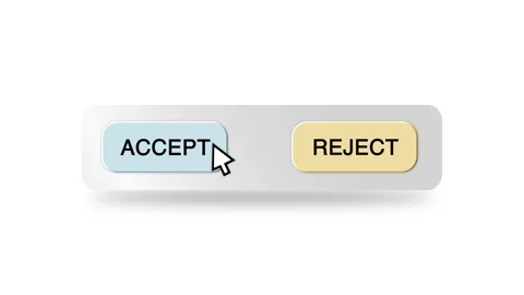 Concept Animation of Cursor Choosing Accept or Reject on White Background Stock Footage 301547251
