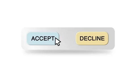 Concept Animation of Cursor Choosing Accept or Decline Button on White Stock Footage 301563243