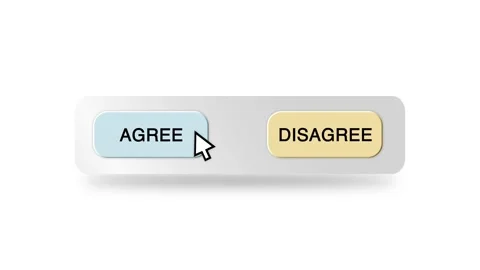 Concept Animation of Cursor Choosing Agree or Disagree on White Background Stock Footage 301547415