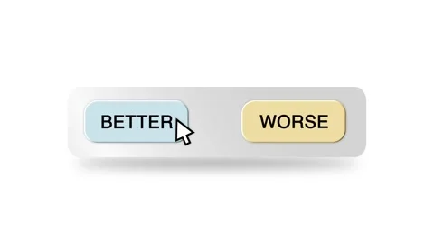 Concept Animation of Cursor Choosing Better or Worse on White Background Stock Footage 301547535