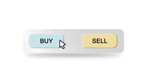 Concept Animation of Cursor Choosing Buy or Sell on White Background Stock Footage 301548215