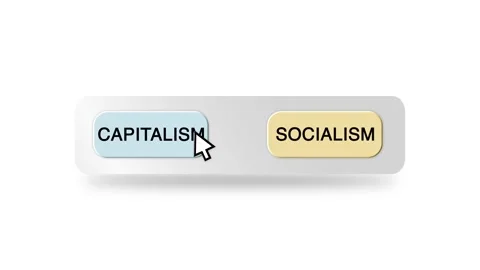 Concept Animation of Cursor Choosing Capitalism or Socialism Stock Footage 301548324