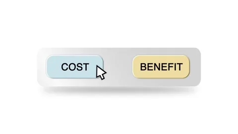 Concept Animation of Cursor Choosing Cost or Benefit Button Stock Footage 301548619