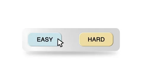 Concept Animation of Cursor Choosing Easy or Hard Button on White Background Stock Footage 301548897