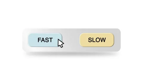 Concept Animation of Cursor Choosing Fast or Slow Button on White Background Stock Footage 301550040