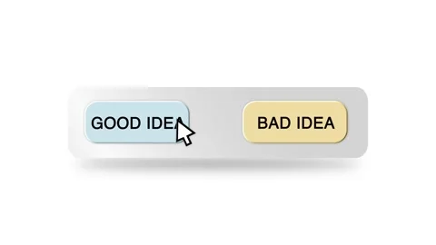 Concept Animation of Cursor Choosing Good Idea or Bad Idea Button on White Stock Footage 301550572