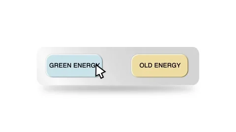 Concept Animation of Cursor Choosing Green Energy or Old Energy Button Stock Footage 301557867