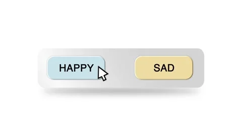Concept Animation of Cursor Choosing Happy or Sad Button on White Background Stock Footage 301551820