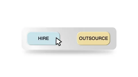 Concept Animation of Cursor Choosing Hire or Outsource Button on White Stock Footage 301552292
