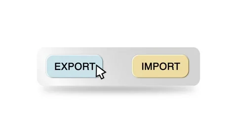 Concept Animation of Cursor Choosing Import or Export on White Background Stock Footage 301552632