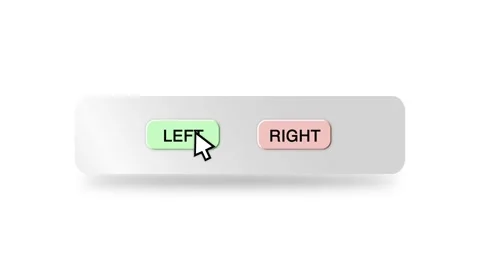 Concept Animation of Cursor Choosing Left or Right Button White Background Stock Footage 301553007