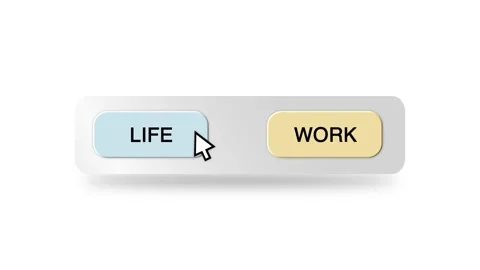 Concept Animation of Cursor Choosing Life or Work Button on White Background Stock Footage 301553667