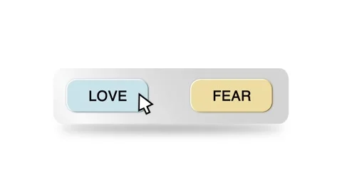 Concept Animation of Cursor Choosing Love or Fear on White Background Stock Footage 301554264