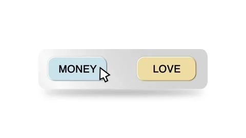 Concept Animation of Cursor Choosing Money or Love Button on White Stock Footage 301554701