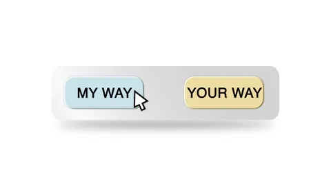 Concept Animation of Cursor Choosing My Way or Your Way Button on White Stock Footage 301555722