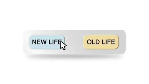 Concept Animation of Cursor Choosing New Life or Old Life Button on White Stock Footage 301556410