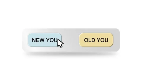 Concept Animation of Cursor Choosing New You or Old You Button on White Stock Footage 301556713
