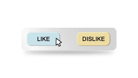 Concept Animation of Cursor Choosing Like or Dislike Button on White Stock Footage 301553928