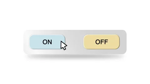 Concept Animation of Cursor Choosing On or Off Button on White Background Stock Footage 301557418