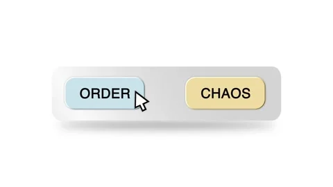 Concept Animation of Cursor Choosing Order or Chaos Button on White Stock Footage 301557863