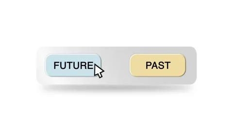 Concept Animation of Cursor Choosing Past or Future Button on White Stock Footage 301558051