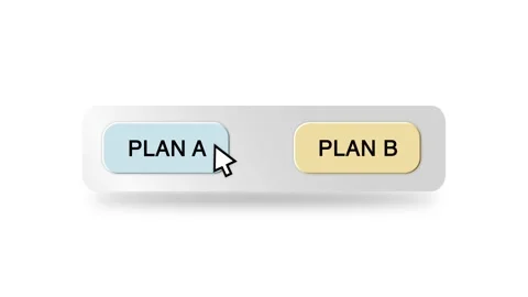 Concept Animation of Cursor Choosing Plan A or Plan B Button on White Stock Footage 301558298