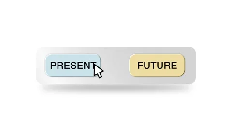Concept Animation of Cursor Choosing Present or Future on White Background Stock Footage 301558614