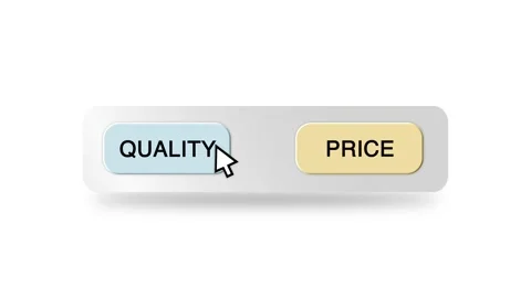 Concept Animation of Cursor Choosing Price or Quality on White Background Stock Footage 301558650