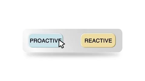 Concept Animation of Cursor Choosing Proactive or Reactive Button on White 스톡 동영상 301559293