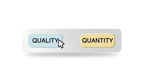 Concept Animation of Cursor Choosing Quality or Quantity on White Background Stock Footage 301559821