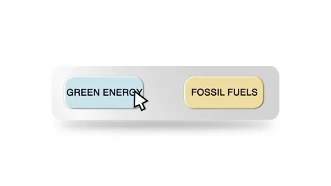 Concept Animation of Cursor Choosing Renewable Energy or Fossil Fuels Stock Footage 301560589