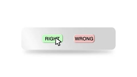 Concept Animation of Cursor Choosing Right or Wrong Button on White Stock Footage 301560820